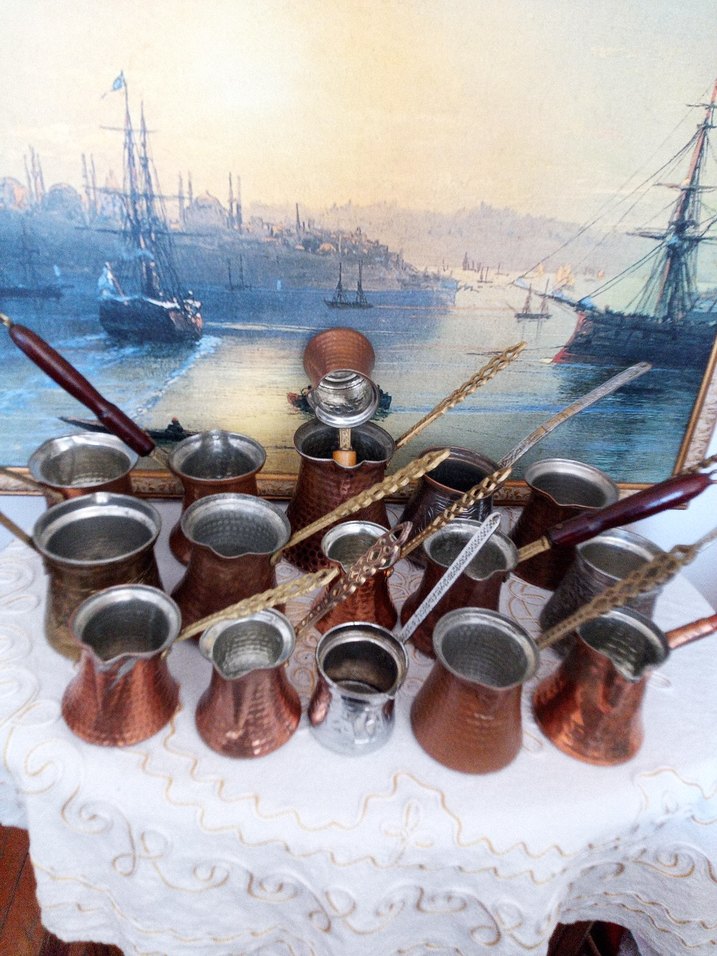 Etnik Desenli Koyu Camel Cezve Seti - Görsel 2