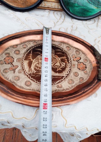 İşlemeli Turkuaz Dekoratif Tepsi - Görsel 3