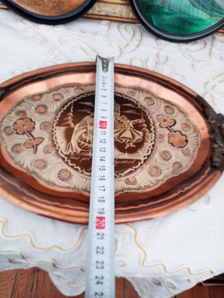 İşlemeli Turkuaz Dekoratif Tepsi - Görsel 3