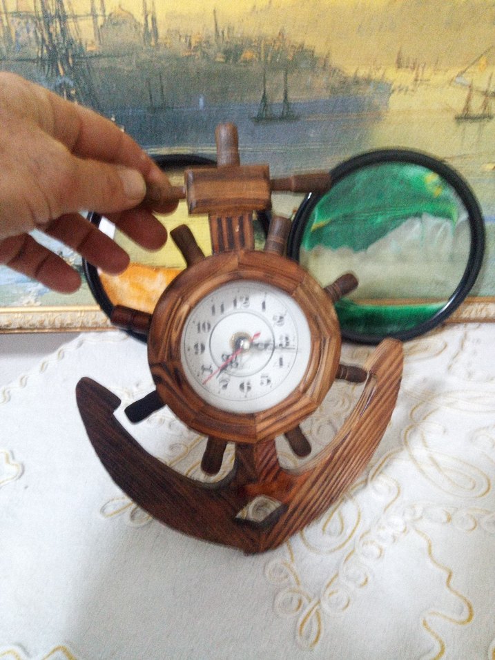 Ahşap Çapa Tasarımlı Masa Saati - Görsel 5