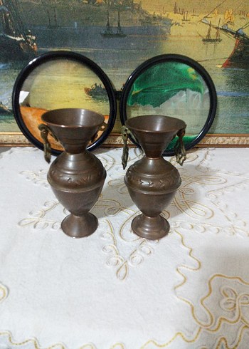 Koyu Bej Renkli İkili Vazo Seti - Görsel 2