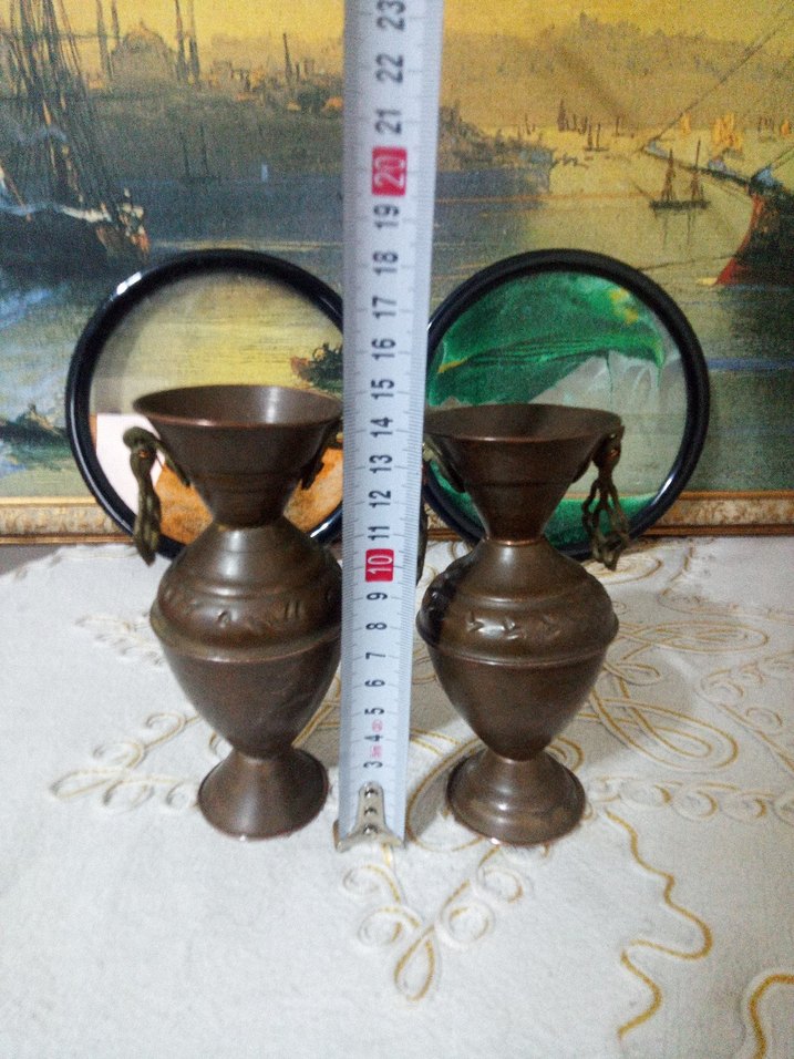 Koyu Bej Renkli İkili Vazo Seti - Görsel 4