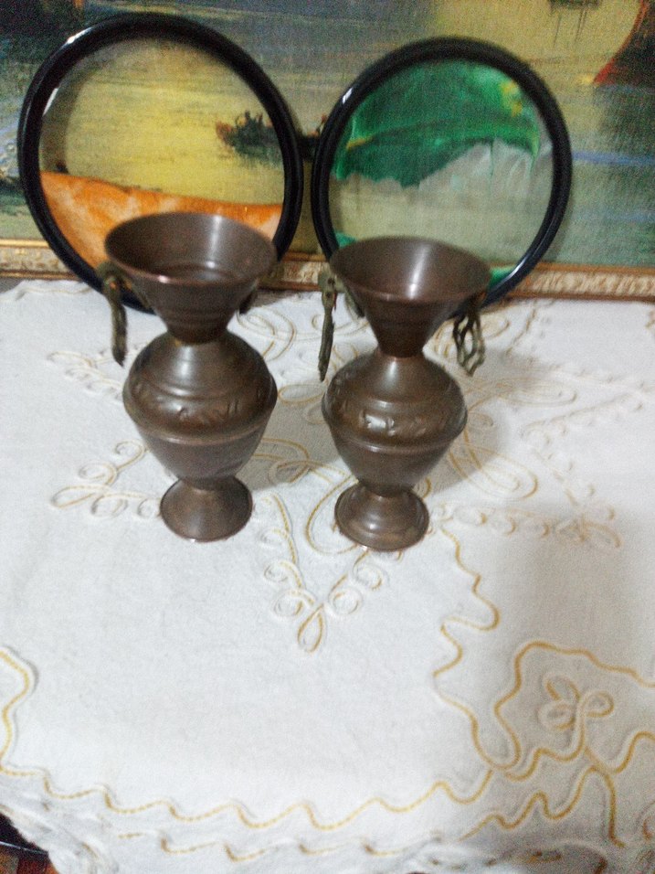 Koyu Bej Renkli İkili Vazo Seti - Görsel 3