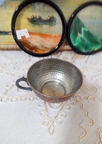 Parlak Bej Metal Kulplu Kase - Görsel 2