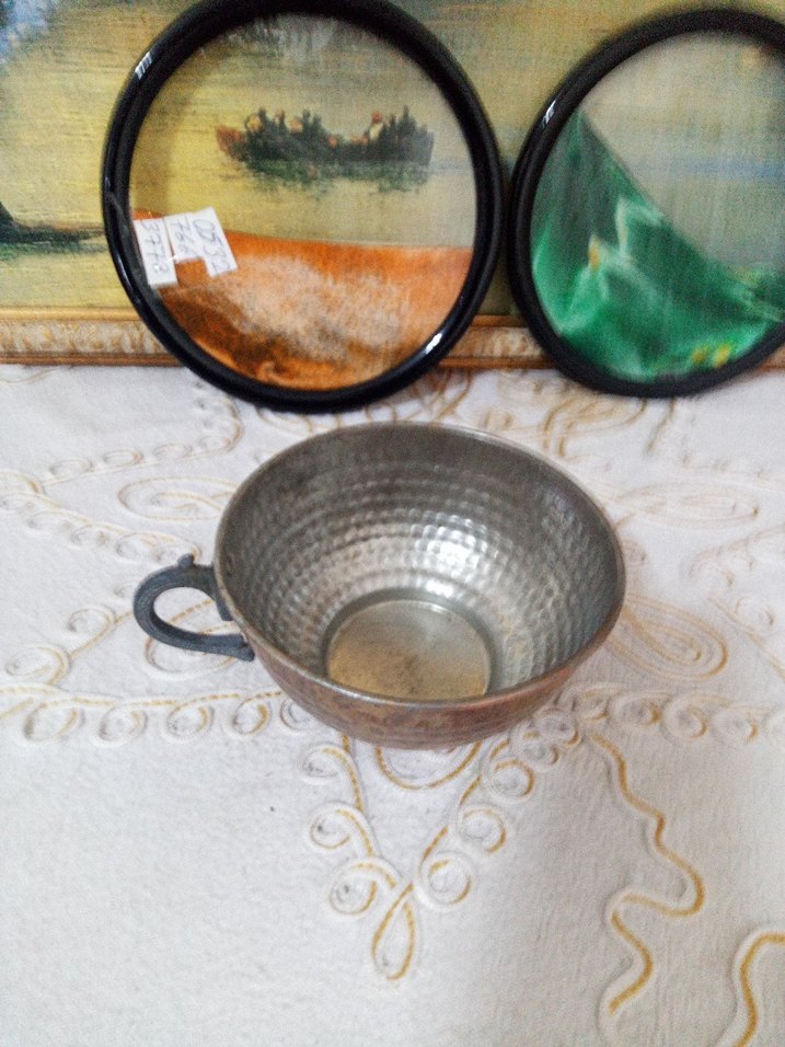 Parlak Bej Metal Kulplu Kase - Görsel 2