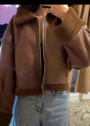 Kahverengi Kürklü Deri Kadın Ceket - Görsel 4