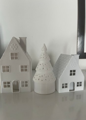 Beyaz Dekoratif Mum ve Mumluk Seti - Görsel 3