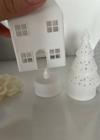 Beyaz Dekoratif Mum ve Mumluk Seti - Görsel 5