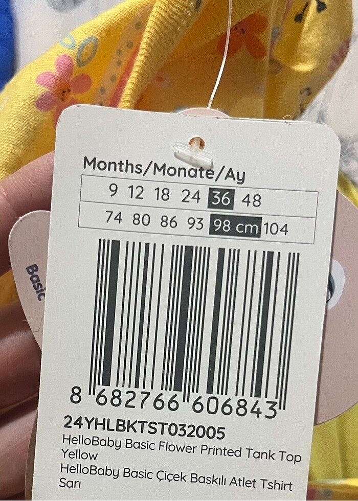 Hellobaby Sarı Çiçek baskılı Kız Tişört 36 ay (98cm) - Görsel 2