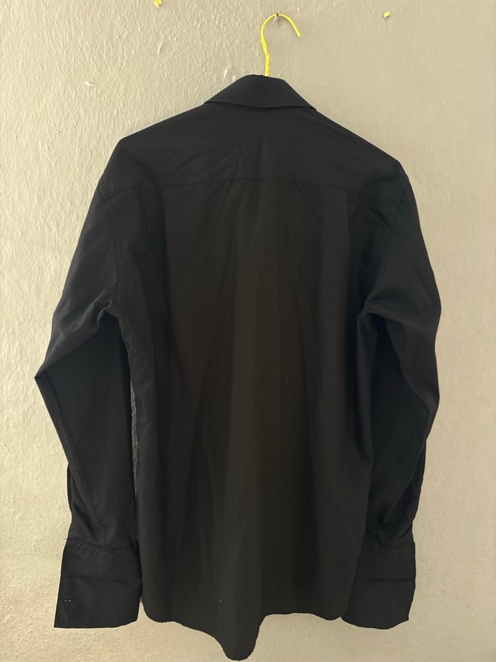 Siyah Erkek Gömlek, Düğmeli, Uzun Kollu - Görsel 2