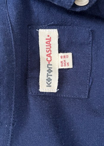 Lacivert Keten Kadın Gömlek - Görsel 3