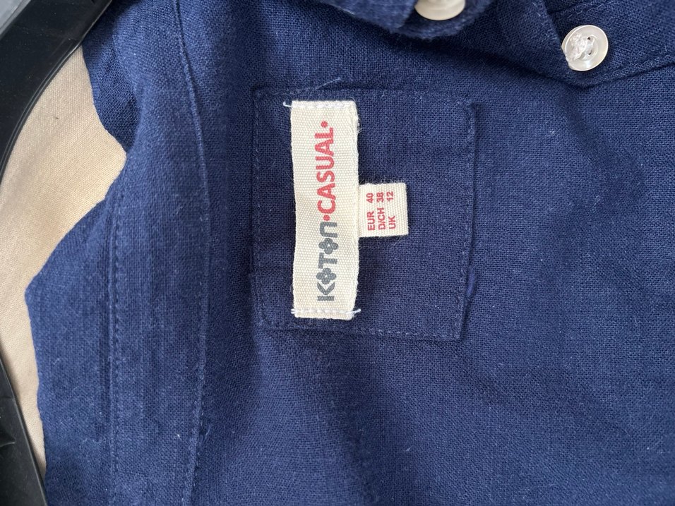 Lacivert Keten Kadın Gömlek - Görsel 3