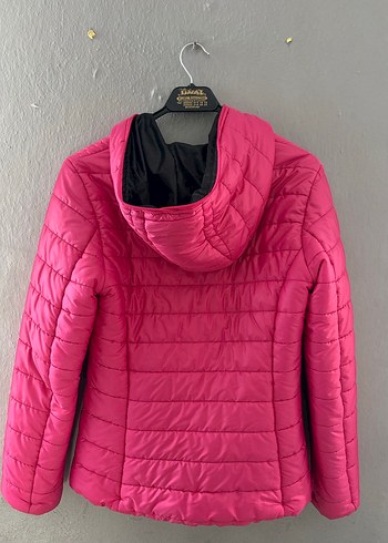 Pembe Kapüşonlu Fermuarlı Kadın Ceket - Görsel 2
