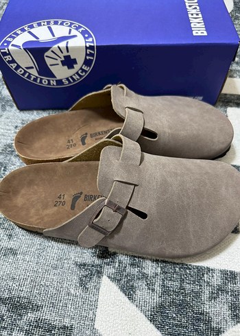 Birkenstock Gri Süet Tokalı Kadın Terlik
