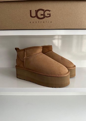 Ugg classic ultra mini platform taba Süet Kadın Dolgu Topuk Bot