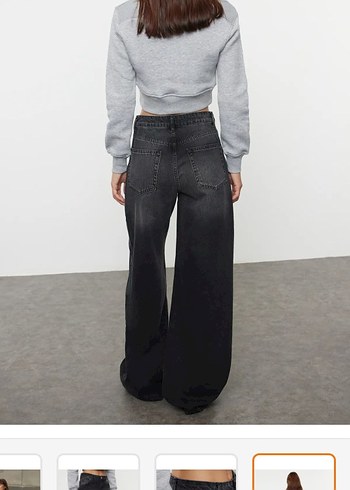 40 Beden siyah Renk Siyah Yüksek Bel Extra Wide Leg Palazzo Jeans