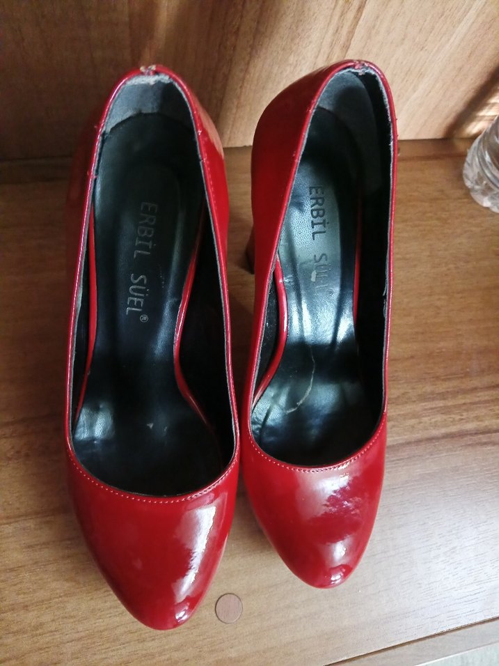 Kadın Kırmızı Rugan Yüksek Topuklu Stiletto - Görsel 3