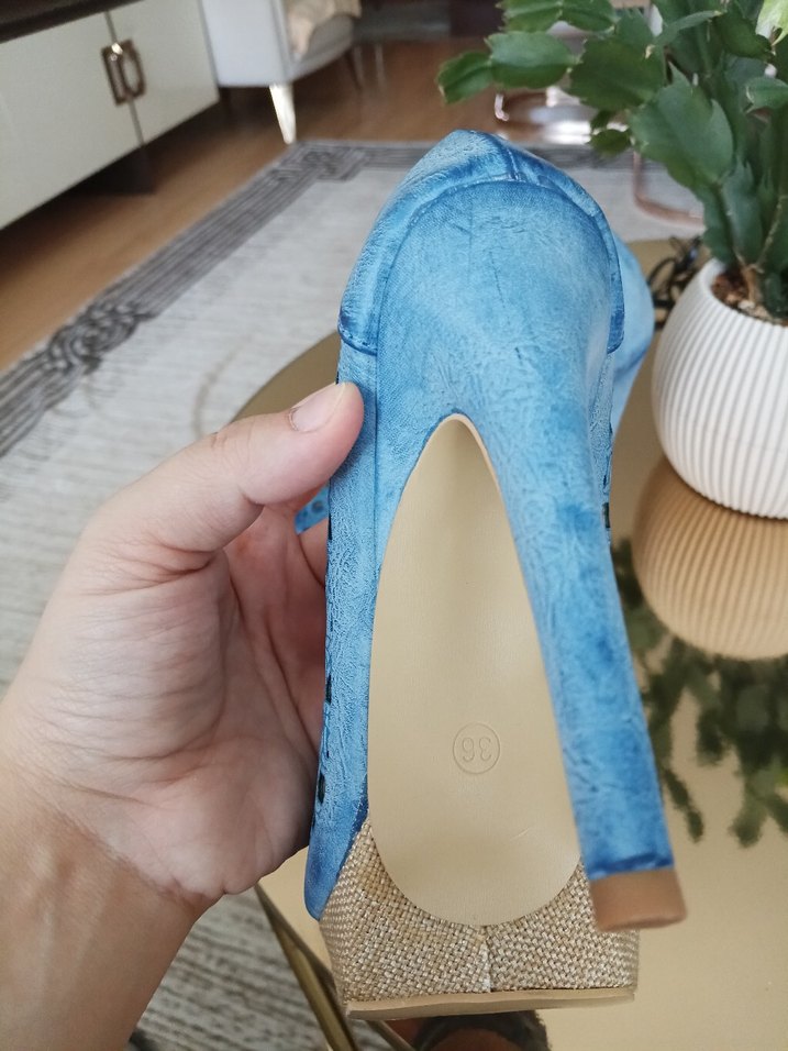Mavi Denim Platform Topuklu Kadın Stiletto - Görsel 4