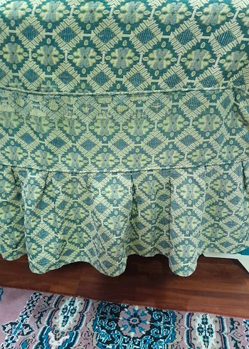 Yeşil Batik Desenli somya Örtüsü - Görsel 3