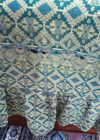 Yeşil Batik Desenli somya Örtüsü - Görsel 2