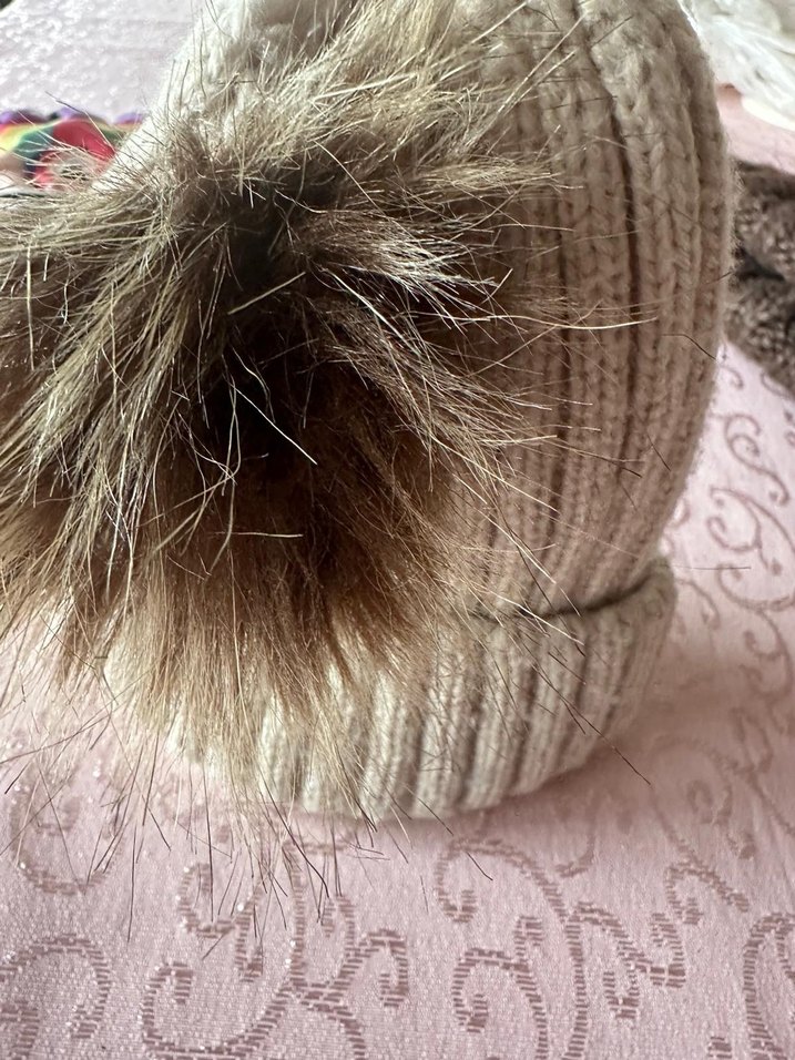 Kürk Detaylı Bej Kadın Bere - Görsel 2