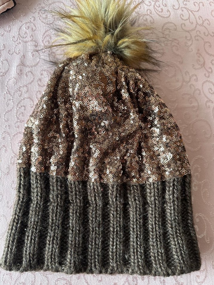 Kürk Detaylı Parlak Kahverengi Kadın Bere - Görsel 2