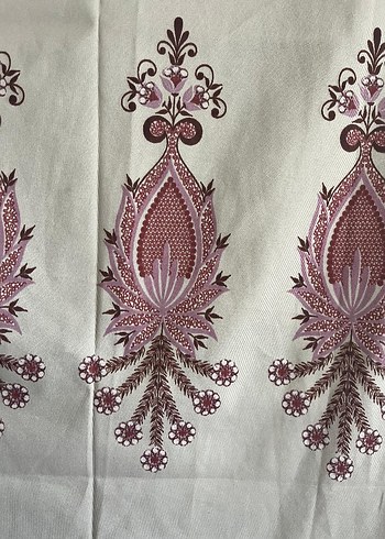 Bordo Nakışlı Bohem Perde Gri Zeminli - Görsel 2