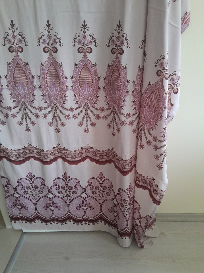 Bordo Nakışlı Bohem Perde Gri Zeminli - Görsel 4