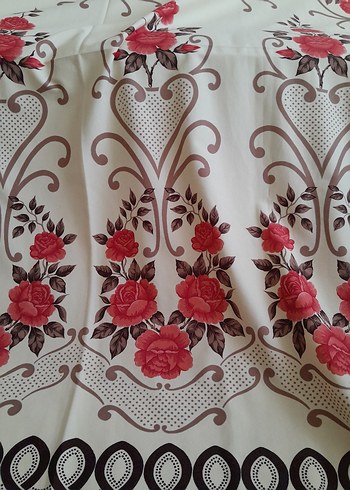 Bordo Desenli Geleneksel Perde - Görsel 2