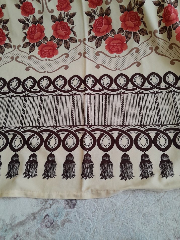Bordo Desenli Geleneksel Perde - Görsel 3