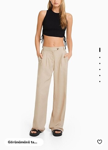 Bershka kumaş wide leg pantalon 