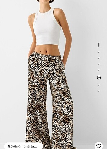 Bershka Leopar Saten Pantalon 