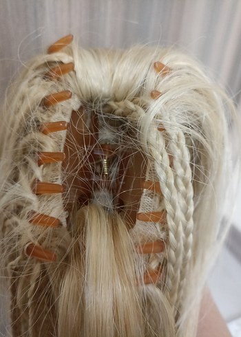 Topuz tutturma tokalı, sarı, örgülü saç - Görsel 2