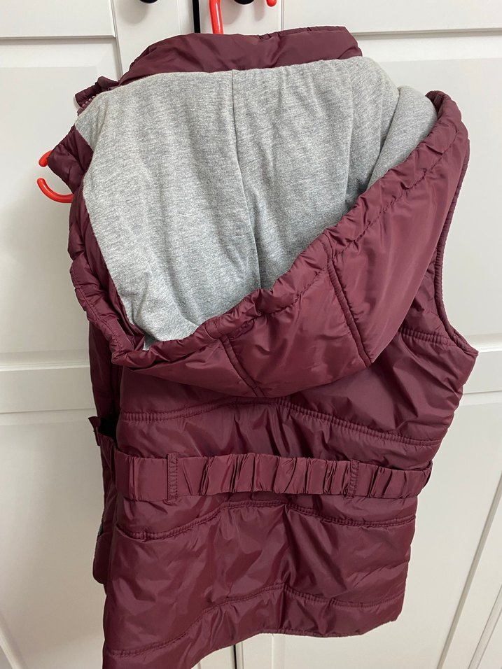 Bordo Fermuarlı Yüksek Yaka Kadın Yelek - Görsel 3