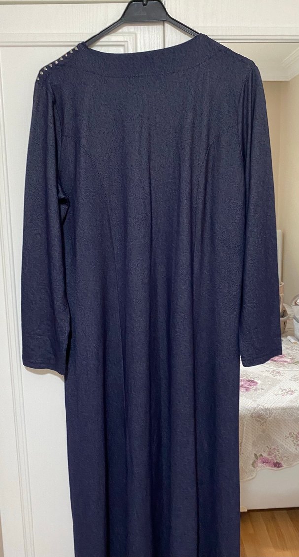 Lacivert Uzun Kol Drapeli Rahat Elbise - Görsel 2