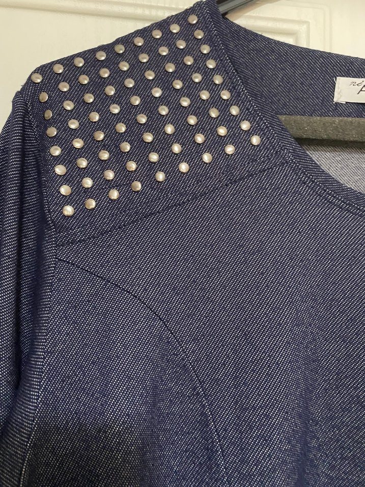 Lacivert Uzun Kol Drapeli Rahat Elbise - Görsel 3