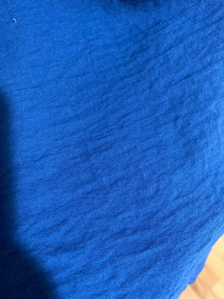 Düğmeli Mavi Keten Kadın Tunik - Görsel 4