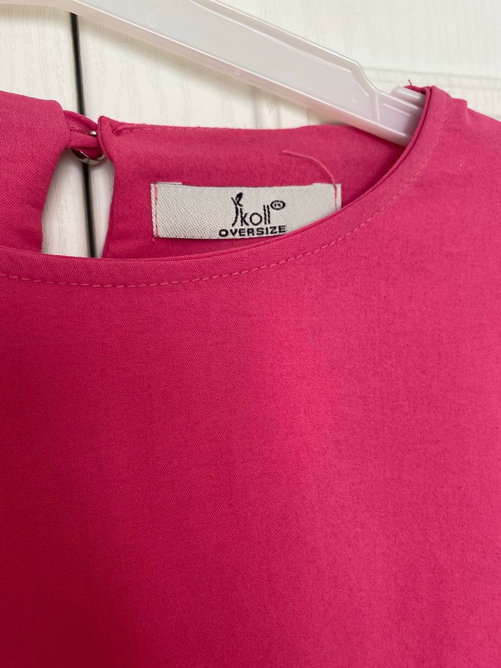 Pembe Uzun Kollu Salaş Kadın Tunik - Görsel 3