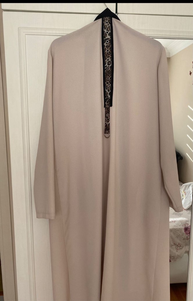 Bej Uzun Kadın Kaban & Askılı İkili Takım - Görsel 2