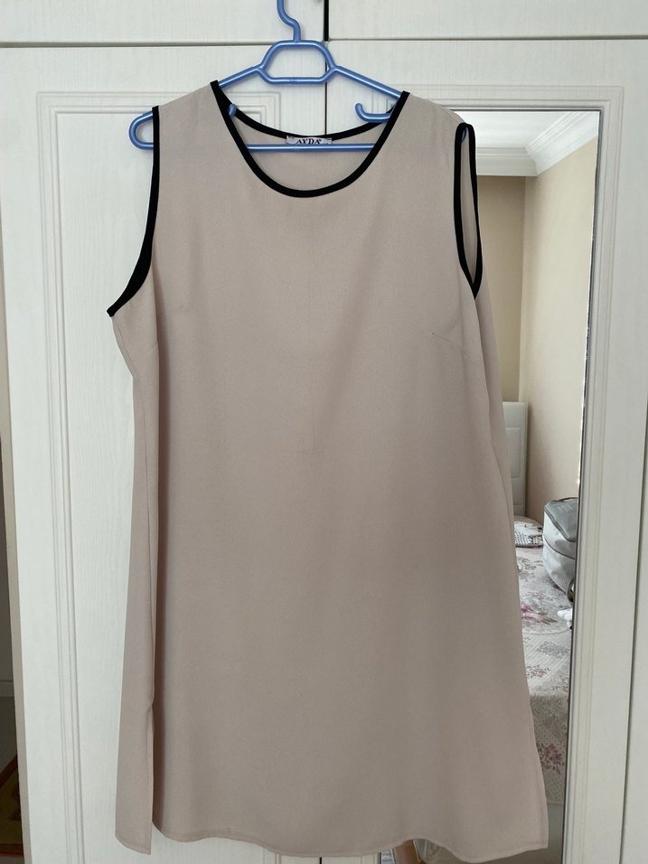 Bej Uzun Kadın Kaban & Askılı İkili Takım - Görsel 4