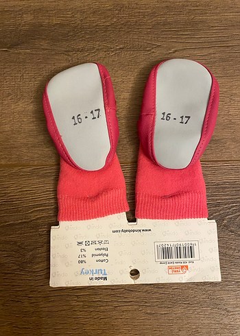 Kindo Pembe Nakışlı Kız Çocuk Örgü Ev Çorabı - Görsel 2