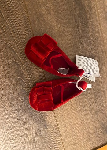 Kız Çocuk Kırmızı Kadife Babet - Görsel 2