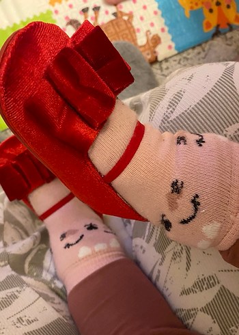 Kız Çocuk Kırmızı Kadife Babet - Görsel 4