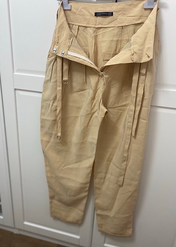 Bej Kemerli Rahat Kesim Pantolon - Görsel 3