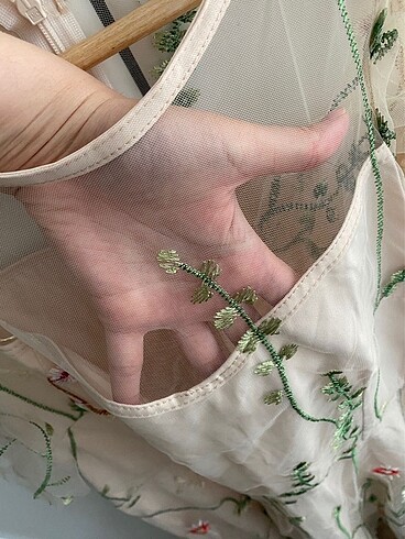 Midi Boy kısa tül kollu şık elbise - Görsel 6