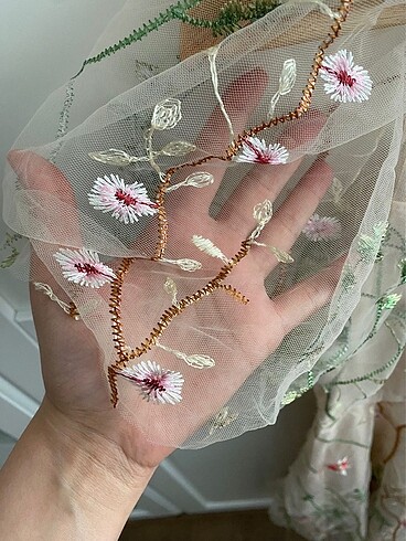 Midi Boy kısa tül kollu şık elbise - Görsel 7