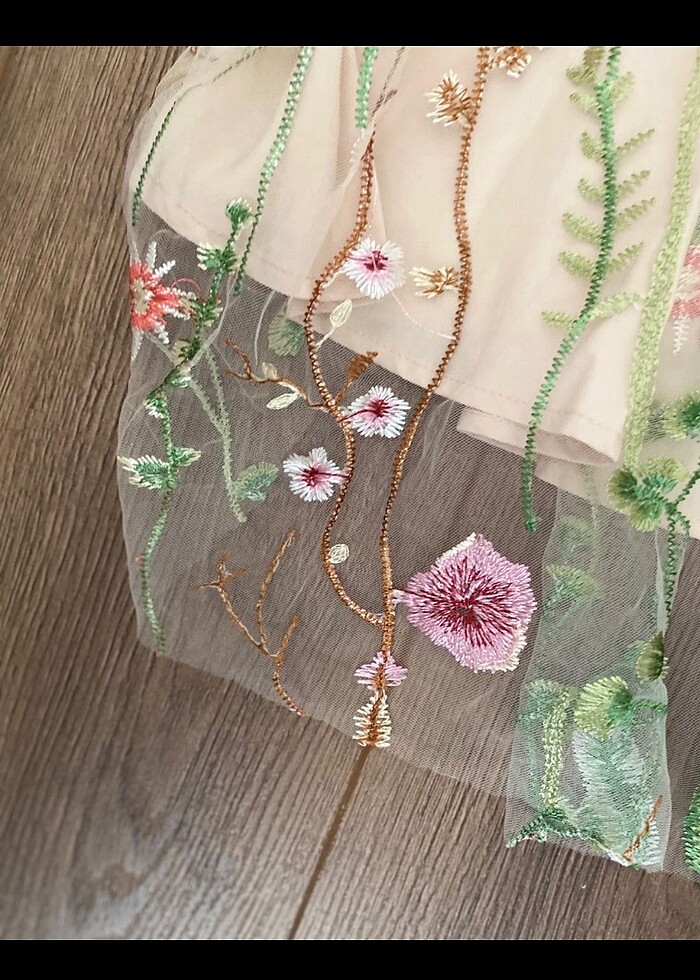 Midi Boy kısa tül kollu şık elbise - Görsel 5