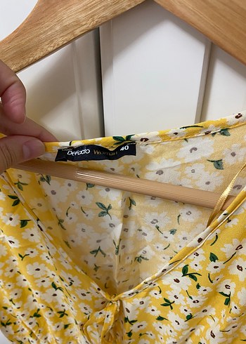 Sarı Bohem V Yaka Uzun Elbise - Görsel 4