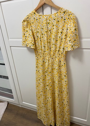 Sarı Bohem V Yaka Uzun Elbise - Görsel 2