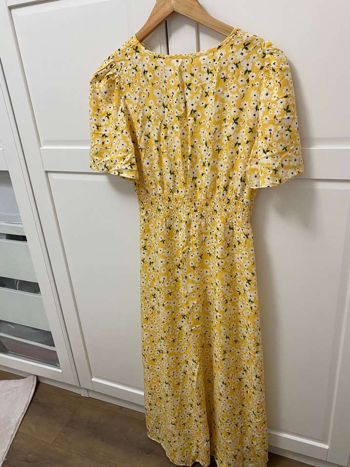 Sarı Bohem V Yaka Uzun Elbise - Görsel 2